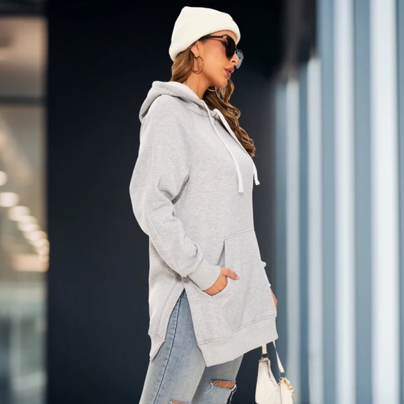 the Warmy Tops - the WARMY OVERSIZED HOODIE DRESS - Color Gray ONLY - Size M